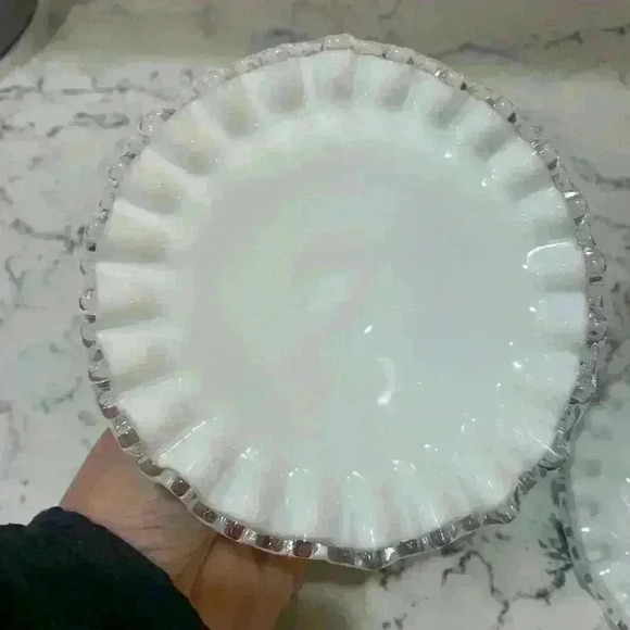 Fenton Silver Crest Candle Holders Spanish Lace Candlesticks Pair Art Glass VTG - Picture 4 of 8